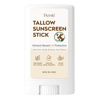 Dersie Tallow Sunscreen Stick SPF 50: Zinc Oxide Sun Balm + Whipped Tallow Moisturizer – Daily Sun Protection & Skin Barrier Repair for Face & Body – For Dry, Sensitive Skin