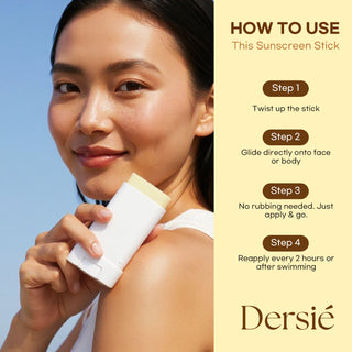 Dersie Tallow Sunscreen Stick SPF 50: Zinc Oxide Sun Balm + Whipped Tallow Moisturizer – Daily Sun Protection & Skin Barrier Repair for Face & Body – For Dry, Sensitive Skin
