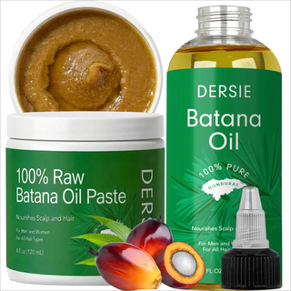 Dersie Batana Oil Ritual Set - 100% Raw Batana Paste & 100% Pure Liquid Oil Duo